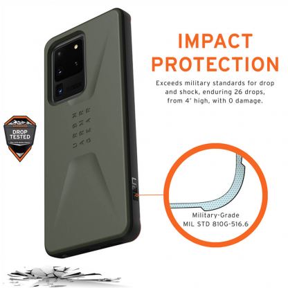 Urban Armor Gear Civilian - удароустойчив хибриден кейс за Samsung Galaxy S20 Ultra (зелен) 4