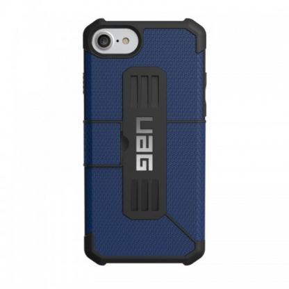 Urban Armor Gear Metropolis - удароустойчив хибриден кейс тип портфейл за iPhone SE 2020, iPhone 7, iPhone 8, iPhone 6S, iPhone 6 (черен-син) 6