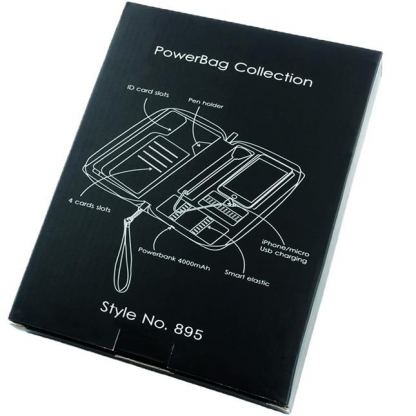 PowerBag Collection 895 - текстилен органайзер с джобове, ластици и външна батерия (4000mAh) 5