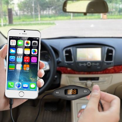 TeckNet F27 In-Car Universal FM Transmitter - зарядно за кола с универсален FM трансмитер за мобилни устройства (черен) 7