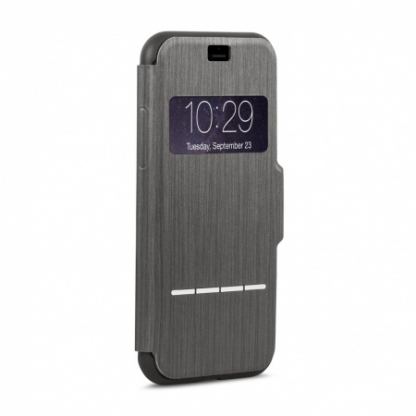 Moshi SenseCover Cae - полиуретанов калъф, тип портфейл за iPhone SE 2020, iPhone 7, iPhone 8 (черен) 2