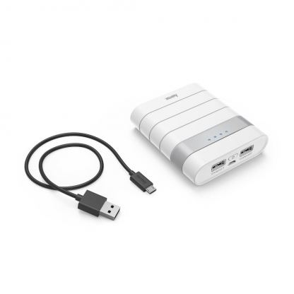 Външна батерия HAMA Soft Touch, 10400 mAh, USB-A, MicroUSB, Бял 2