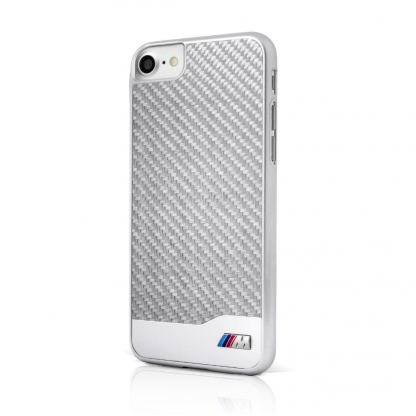 BMW M Carbon Fiber Hard Case - дизайнерски карбонов кейс за iPhone SE 2020, iPhone 7, iPhone 8 (сребрист)