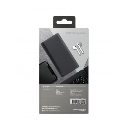 Външна батерия GP B20A, 20000 mAh, сива 2