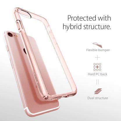 Spigen Ultra Hybrid Case - хибриден кейс с висока степен на защита за iPhone SE 2020, iPhone 7, iPhone 8 (роз.злато -прозрачен) 14