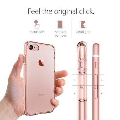 Spigen Ultra Hybrid Case - хибриден кейс с висока степен на защита за iPhone SE 2020, iPhone 7, iPhone 8 (роз.злато -прозрачен) 10