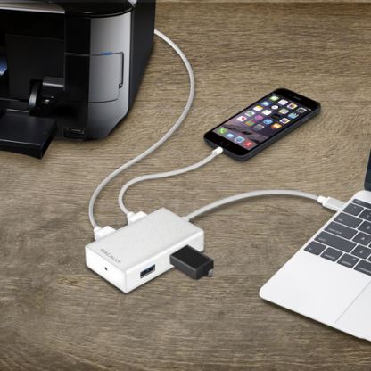 Macally 3.1 USB-C to USB A hub - 4ри портов USB хъб от устройства с USB-C към 4 x USB-A  (бял) 4