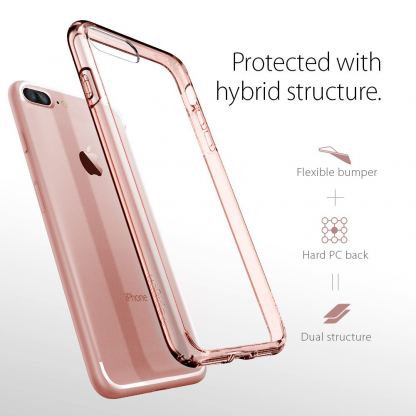 Spigen Ultra Hybrid Case - хибриден кейс с висока степен на защита за iPhone 7 Plus, iPhone 8 Plus (роз.злато-прозрачен) 14