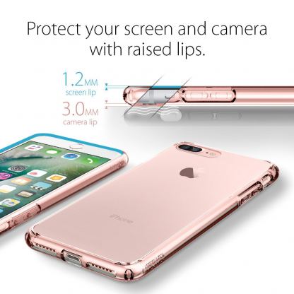 Spigen Ultra Hybrid Case - хибриден кейс с висока степен на защита за iPhone 7 Plus, iPhone 8 Plus (роз.злато-прозрачен) 11
