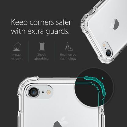 Spigen Crystal Shell Case - хибриден кейс с висока степен на защита за iPhone SE 2020, iPhone 7, iPhone 8 (прозрачен) 11