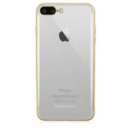 Macally Luxr Soft Case - силиконов (TPU) калъф за iPhone 7 Plus, iPhone 8 Plus (прозрачен-златист) 5