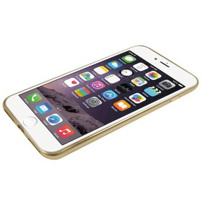 Macally Luxr Soft Case - силиконов (TPU) калъф за iPhone 7 Plus, iPhone 8 Plus (прозрачен-златист) 6