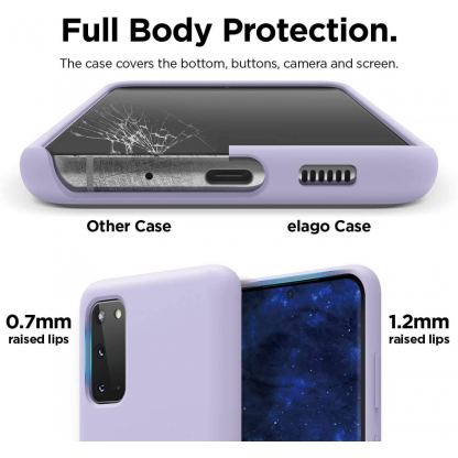 Elago Silicone Case - силиконов (TPU) калъф за Samsung Galaxy S20 (лилав) 5