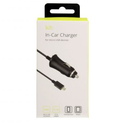 Kit MicroUSB Car Charger 2.1A - зарядно за кола с вграден microUSB кабел за мобилни устройства (2.1А) 2