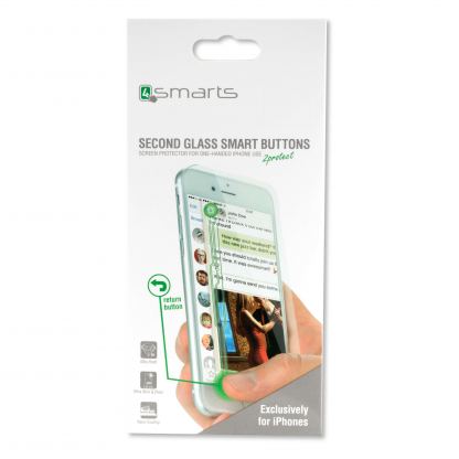 4smarts Second Glass Smart Buttons 2.0 - калено стъклено защитно покритие за дисплея на iPhone 7 Plus, iPhone 8 Plus, iPhone 6 Plus, iPhone 6S Plus (прозрачен) 2