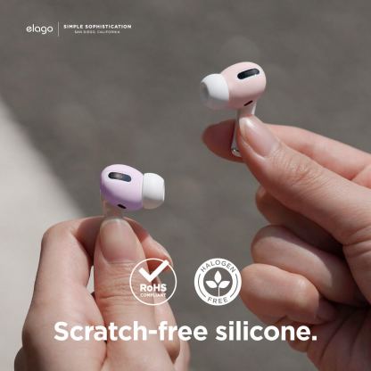 Elago Airpods Pro Secure Fit - антибактериални силиконови калъфчета за Apple Airpods Pro (4 броя) (розов-лилав) 4