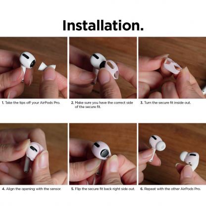 Elago Airpods Pro Secure Fit - антибактериални силиконови калъфчета за Apple Airpods Pro (4 броя) (розов-лилав) 5