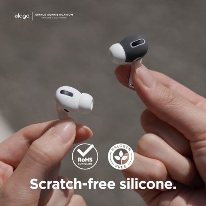 Elago Airpods Pro Secure Fit - антибактериални силиконови калъфчета за Apple Airpods Pro (4 броя) (бял-сив) 4