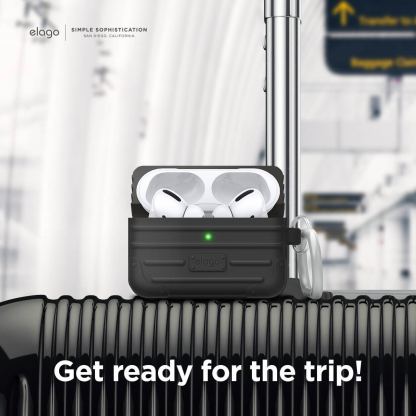 Elago AirPods Pro Suitcase - удароустойчив силиконов калъф с карабинер за Apple Airpods Pro (черен) 6
