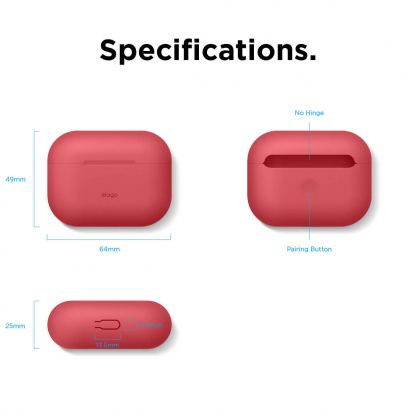 Elago Airpods Original Basic Silicone Case - силиконов калъф за Apple Airpods Pro (червен) 7