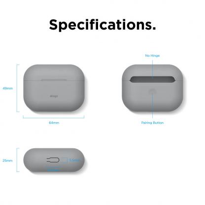Elago Airpods Original Basic Silicone Case - силиконов калъф за Apple Airpods Pro (светлосив) 6