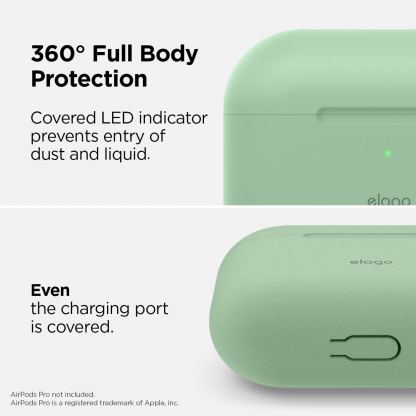 Elago Airpods Original Basic Silicone Case - силиконов калъф за Apple Airpods Pro (светлозелен) 4