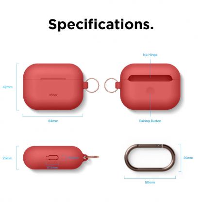 Elago Airpods Original Hang Silicone Case - силиконов калъф с карабинер за Apple Airpods Pro (червен) 7