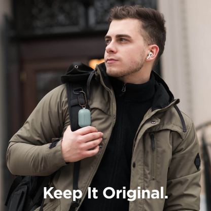 Elago Airpods Original Hang Silicone Case - силиконов калъф с карабинер за Apple Airpods Pro (светлосин) 2