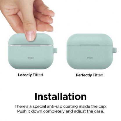 Elago Airpods Original Hang Silicone Case - силиконов калъф с карабинер за Apple Airpods Pro (светлосин) 5