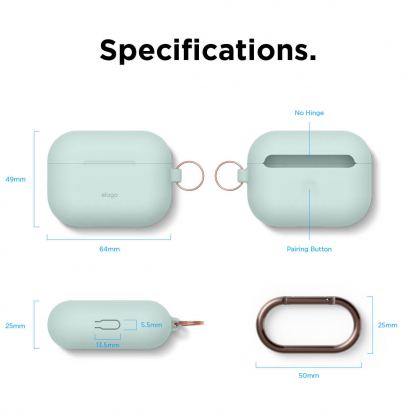 Elago Airpods Original Hang Silicone Case - силиконов калъф с карабинер за Apple Airpods Pro (светлосин) 7