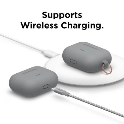 Elago Airpods Original Hang Silicone Case - силиконов калъф с карабинер за Apple Airpods Pro (светлосив) 6