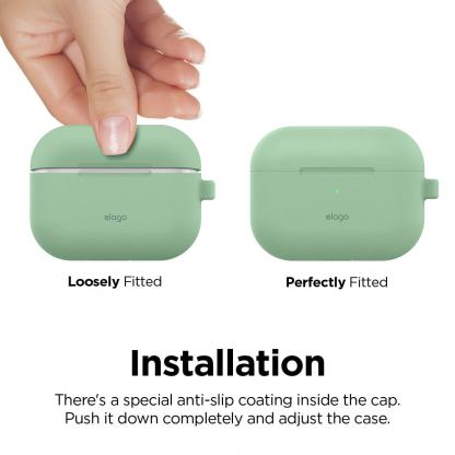 Elago Airpods Original Hang Silicone Case - силиконов калъф с карабинер за Apple Airpods Pro (светлозелен) 5