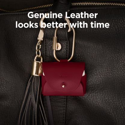 Elago Airpods Pro Leather Case - кожен калъф (ествествена кожа) за Apple Airpods Pro (червен)  2