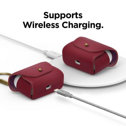 Elago Airpods Pro Leather Case - кожен калъф (ествествена кожа) за Apple Airpods Pro (червен)  4