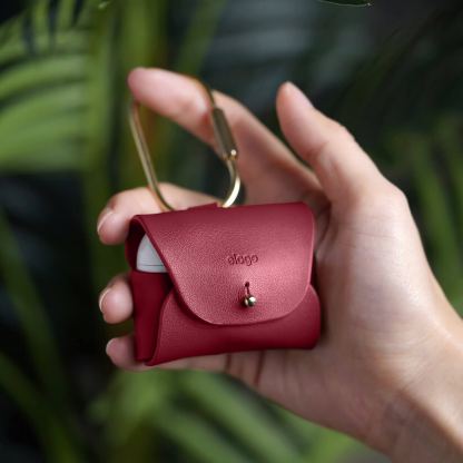 Elago Airpods Pro Leather Case - кожен калъф (ествествена кожа) за Apple Airpods Pro (червен)  7