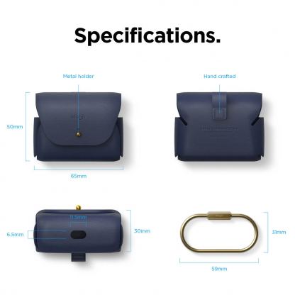 Elago Airpods Pro Leather Case - кожен калъф (ествествена кожа) за Apple Airpods Pro (тъмносин)  6
