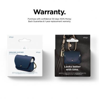 Elago Airpods Pro Leather Case - кожен калъф (ествествена кожа) за Apple Airpods Pro (тъмносин)  7