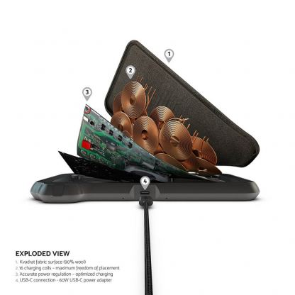ZENS Liberty Wireless Charger Kvadrat Fabric Edition - двойна станция за безжично зареждане на Qi съвместими устройства (черен) 6