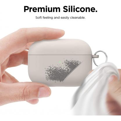 Elago Airpods Pro Liquid Hybrid Hang Case - твърд силиконов кейс с карабинер за Apple Airpods Pro (сив) 3