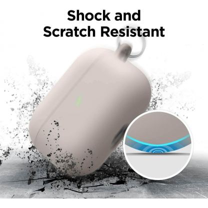 Elago Airpods Pro Liquid Hybrid Hang Case - твърд силиконов кейс с карабинер за Apple Airpods Pro (сив) 4