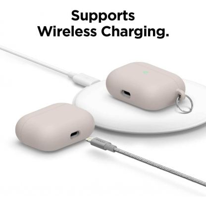 Elago Airpods Pro Liquid Hybrid Hang Case - твърд силиконов кейс с карабинер за Apple Airpods Pro (сив) 6