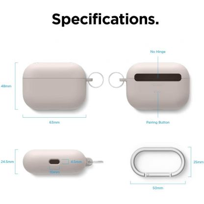 Elago Airpods Pro Liquid Hybrid Hang Case - твърд силиконов кейс с карабинер за Apple Airpods Pro (сив) 7