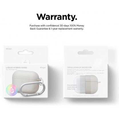 Elago Airpods Pro Liquid Hybrid Hang Case - твърд силиконов кейс с карабинер за Apple Airpods Pro (сив) 8