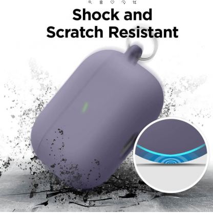 Elago Airpods Pro Liquid Hybrid Hang Case - твърд силиконов кейс с карабинер за Apple Airpods Pro (тъмнолилав) 2