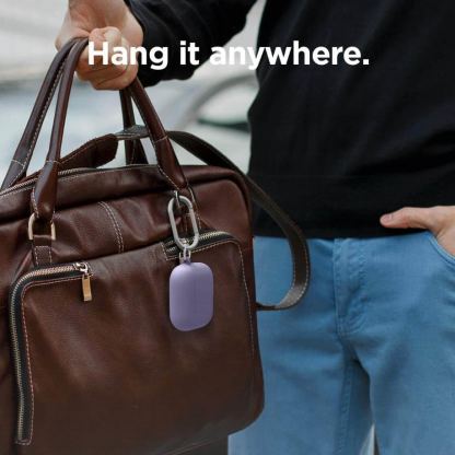 Elago Airpods Pro Liquid Hybrid Hang Case - твърд силиконов кейс с карабинер за Apple Airpods Pro (тъмнолилав) 3