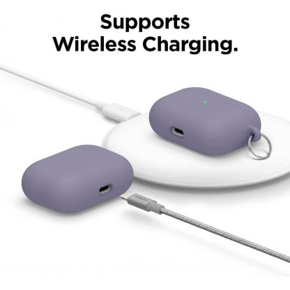 Elago Airpods Pro Liquid Hybrid Hang Case - твърд силиконов кейс с карабинер за Apple Airpods Pro (тъмнолилав) 7