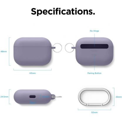 Elago Airpods Pro Liquid Hybrid Hang Case - твърд силиконов кейс с карабинер за Apple Airpods Pro (тъмнолилав) 8