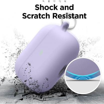 Elago Airpods Pro Liquid Hybrid Hang Case - твърд силиконов кейс с карабинер за Apple Airpods Pro (лилав) 2