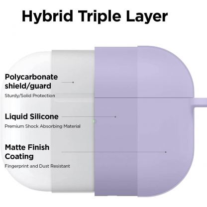 Elago Airpods Pro Liquid Hybrid Hang Case - твърд силиконов кейс с карабинер за Apple Airpods Pro (лилав) 5