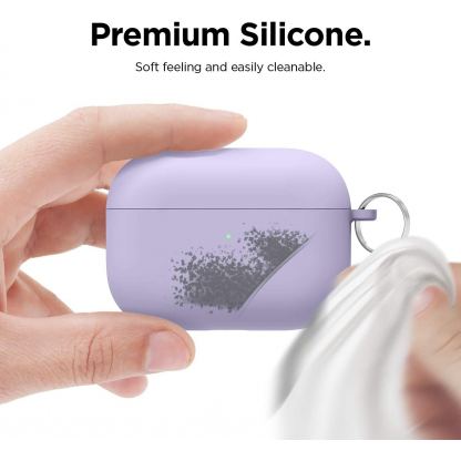 Elago Airpods Pro Liquid Hybrid Hang Case - твърд силиконов кейс с карабинер за Apple Airpods Pro (лилав) 8